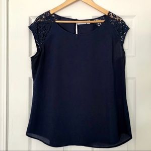 New York & Company | Lace Capped Sleeve Top